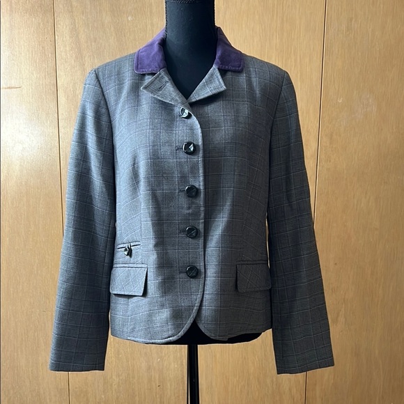 Pendleton Jackets & Blazers - Pendleton Gray and Purple Plaid  Notched Lapel and Tailored Fit